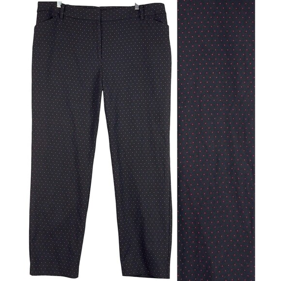 Talbots High Waist Tapered Ankle Pants Plus Sz 18W Black Red Polka Dots Stretch - Picture 1 of 12